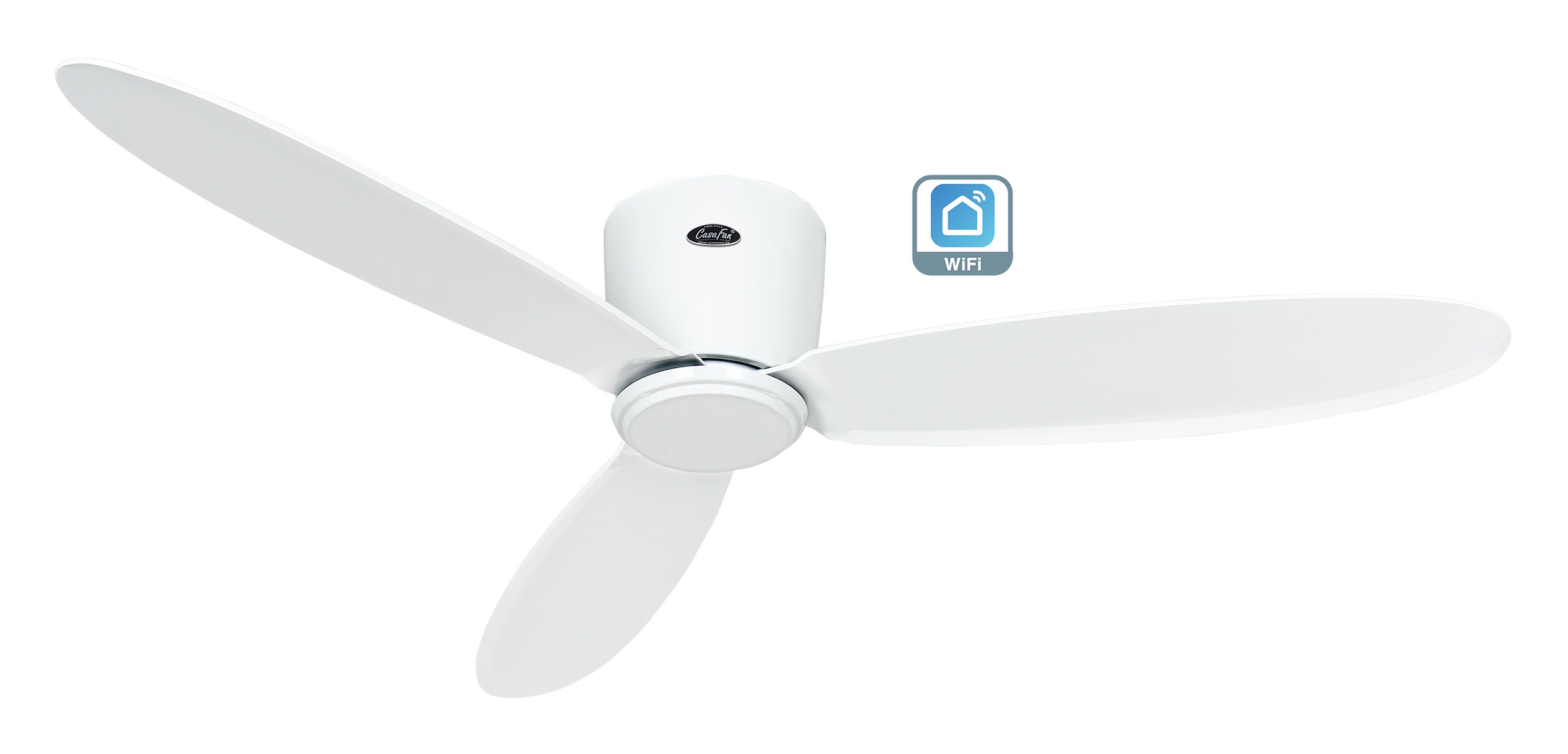 CasaFan Deckenventilator ECO PLANO II 132 Weiß WiFi (Montage mit 3 von 4 Flügeln)