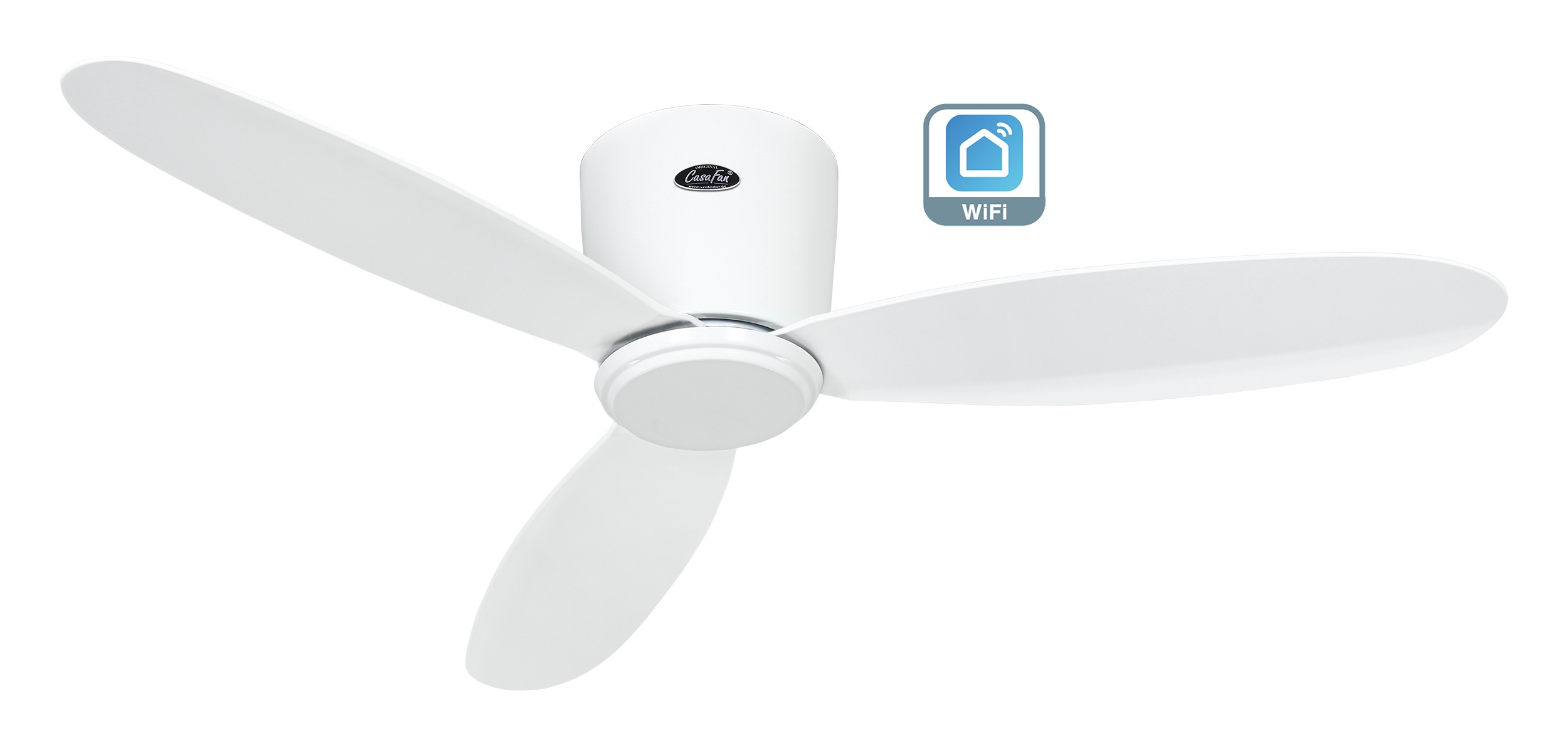 CasaFan Deckenventilator ECO PLANO II 112 Weiß WiFi (Montage mit 3 von 4 Flügeln)
