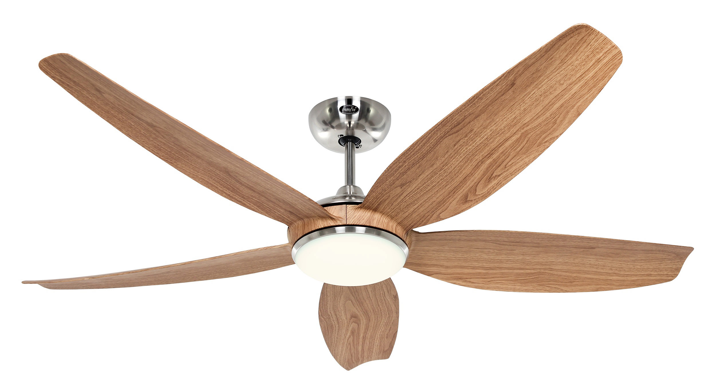 CasaFan Deckenventilator ECO VOLARE II 142 Chrom gebürstet - Eiche natur mit Leuchte