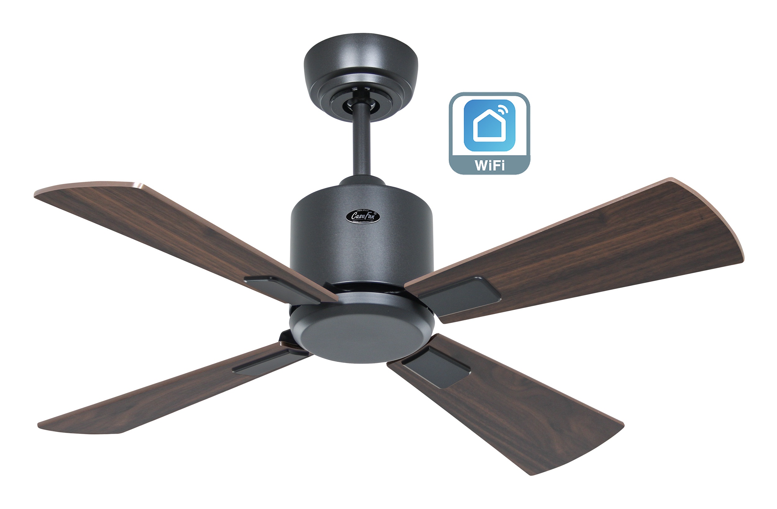 CasaFan Deckenventilator ECO NEO III 92 Basaltgrau - Nussbaum/Kirsche WiFi
