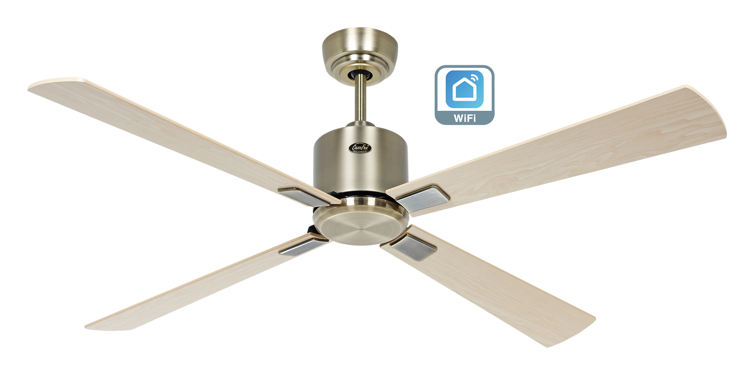 CasaFan Deckenventilator ECO NEO III 132 Messing antik - Ahorn/Buche WiFi