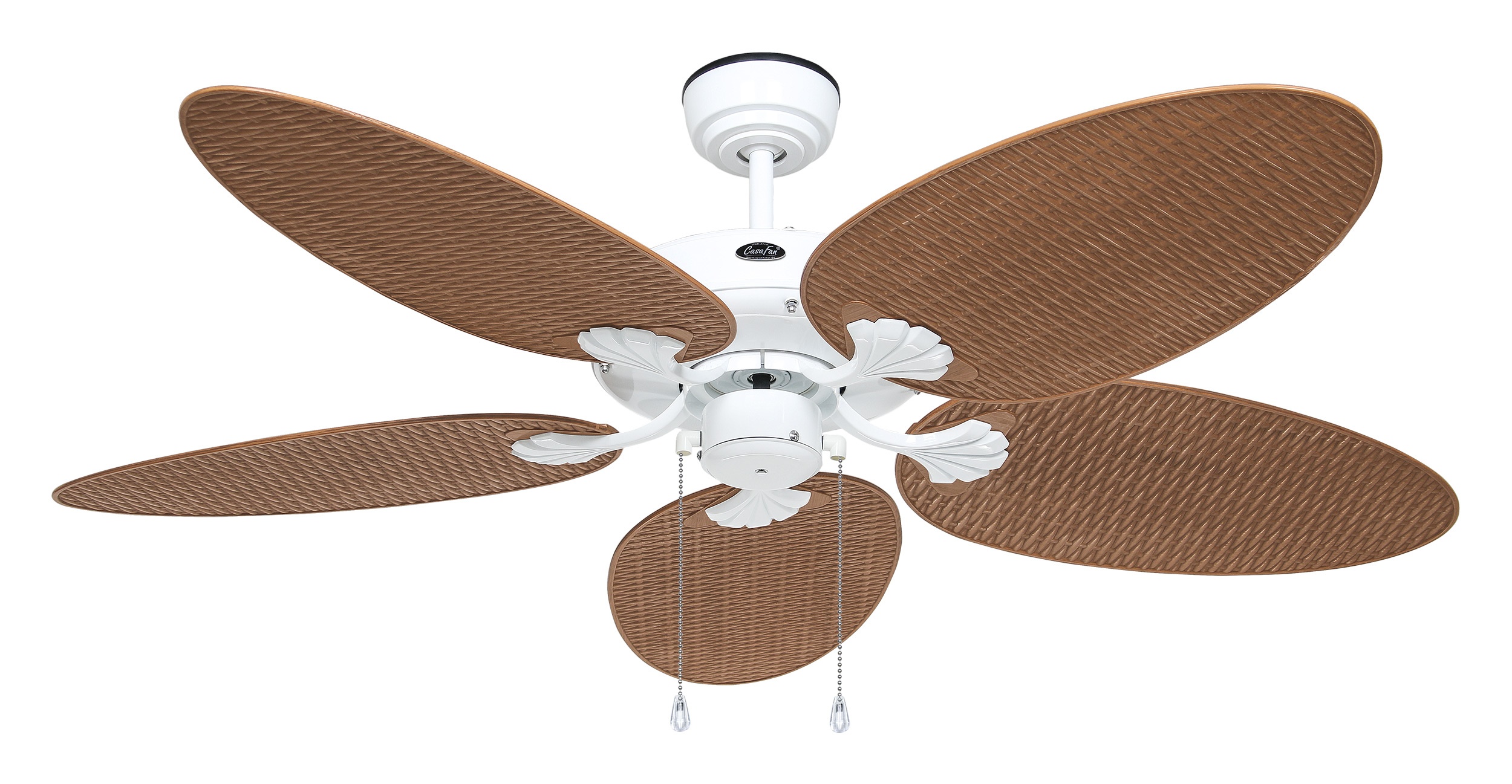CasaFan Deckenventilator Outdoor Classic IP44 Weiß – Palme/Rattan